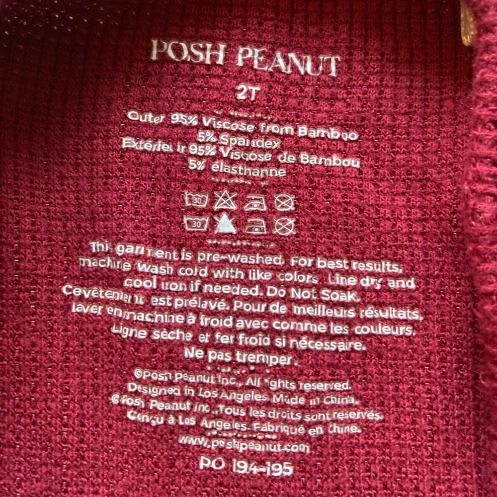 Posh Peanut Wine Waffle Knit One Piece Henley Boy Girl Unisex 2T‎